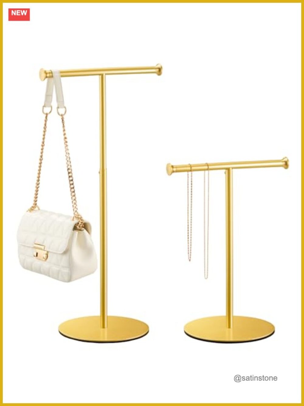 Adjustable 15-24" T-Bar Purse Display Stand 2 Pack Stainless Steel